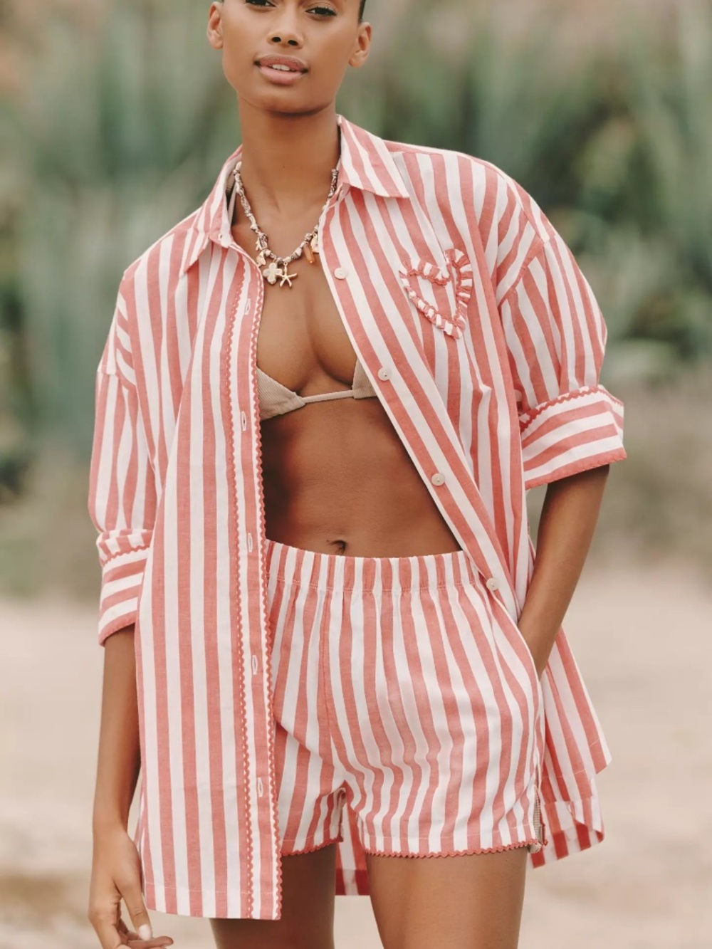 Beach Riot x Anthropologie Cassidy Top Striped Cover-up Shirt XS NWT